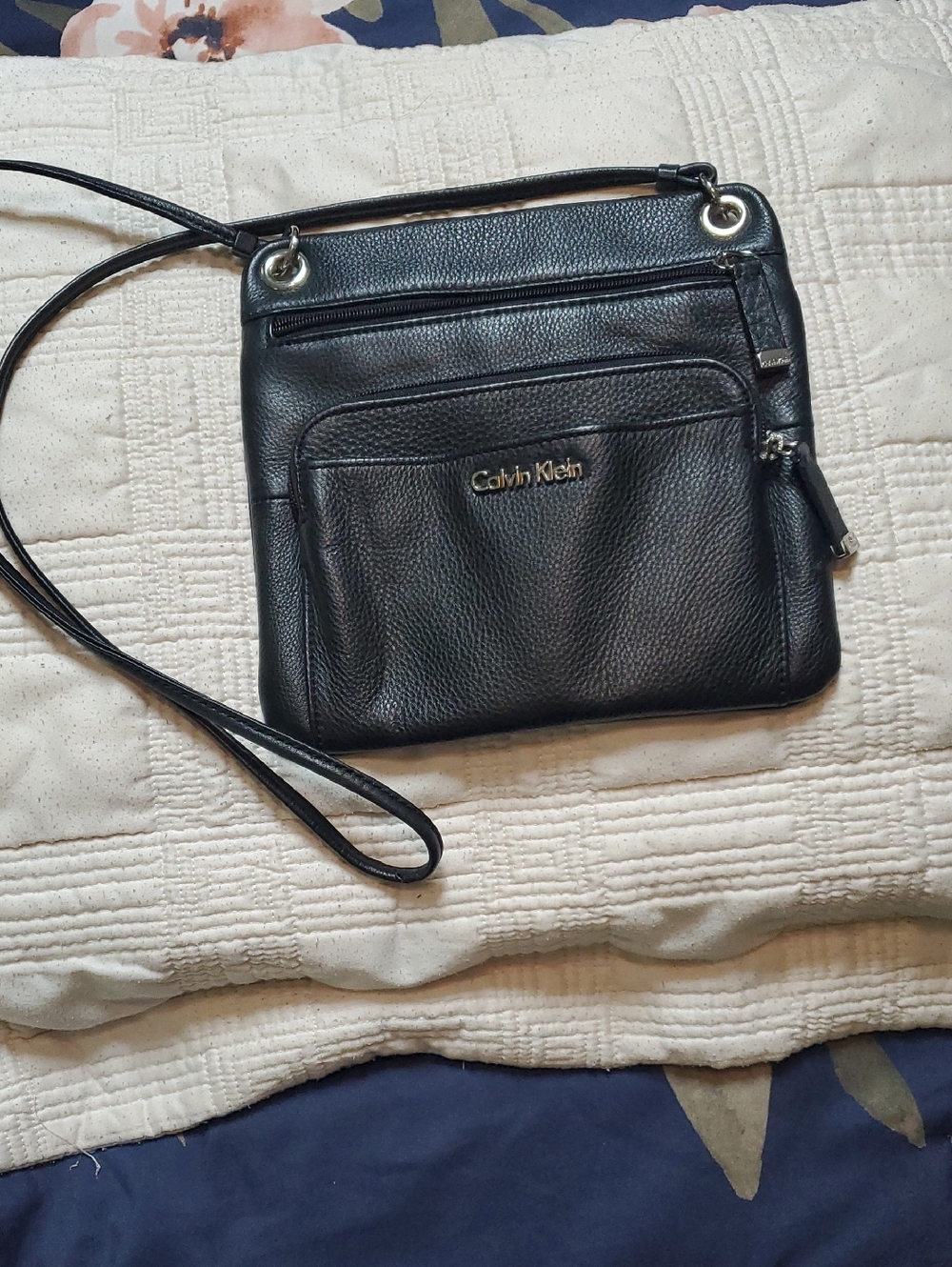 Calvin Klein Black Pebbled Leather Crossbody